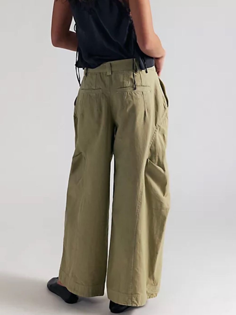 NWT Free People Must Have Wide Leg Chino Trouser-Eucalyptus Moss